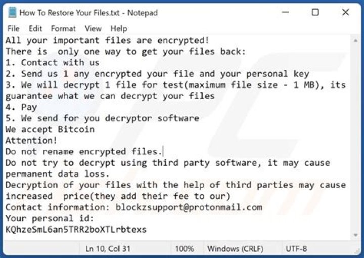 BLOCKZ Files Ransomware – Remove BLOCKZ Virus