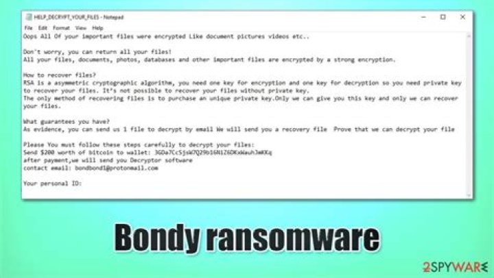 BONDY Virus Files of Ransomware — How to remove virus?