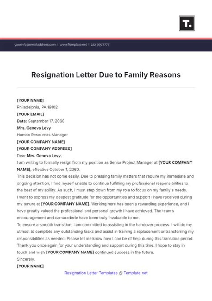 Can you resign due to family reasons?