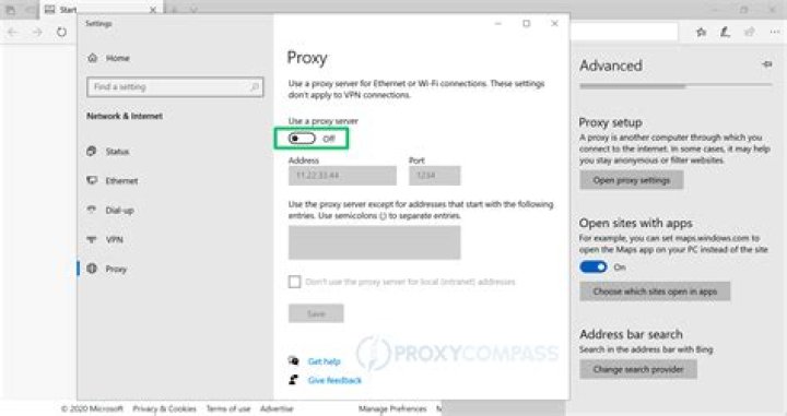 How do I change proxy settings in Outlook 2010?