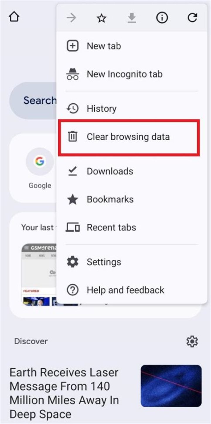 How do I clear browsing data on Android?