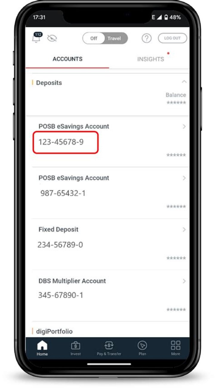 How do I find my account number on regions app?