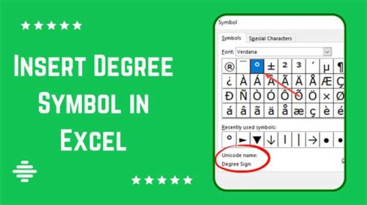 How do I insert a degree symbol in Excel?