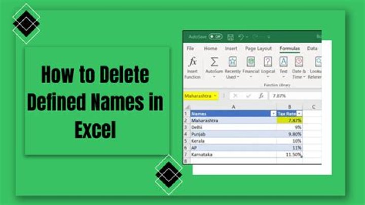 How do you delete a defined name in Excel 2010