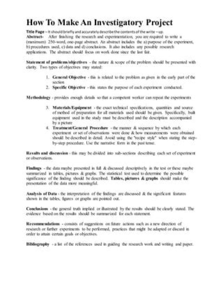 How do you make a good investigatory project?