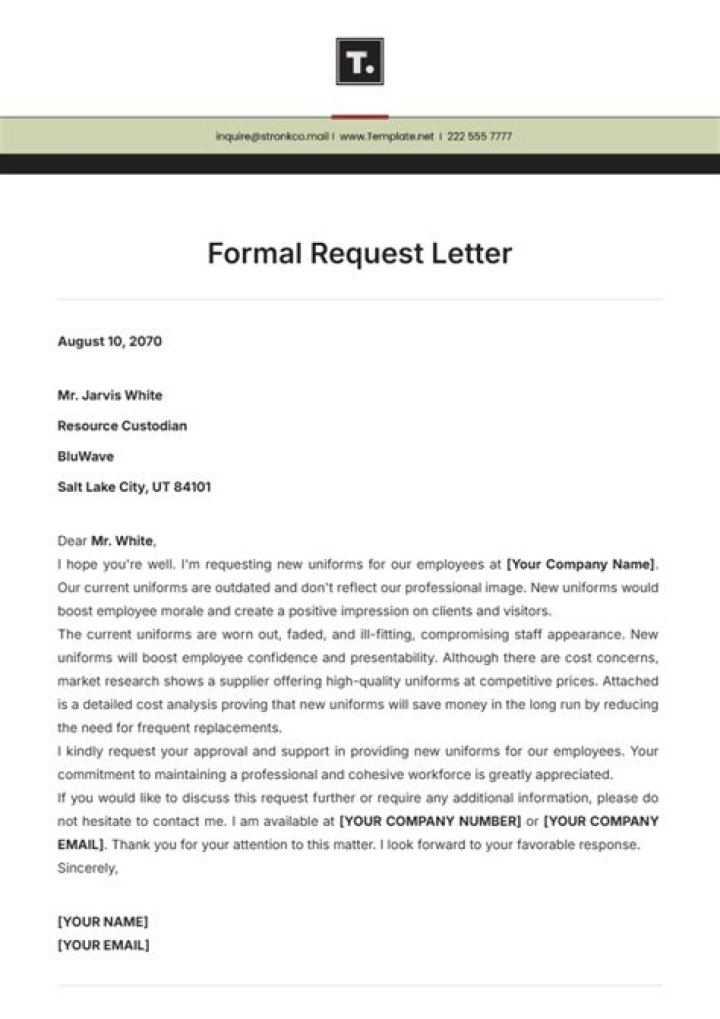 How do you write a formal letter of request?