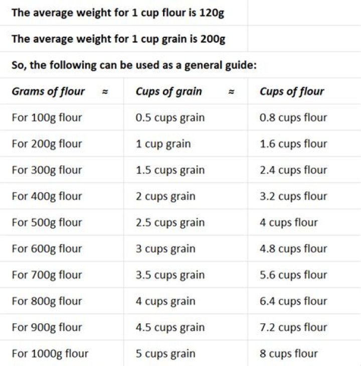 How much is 2 cups of plain flour in grams?