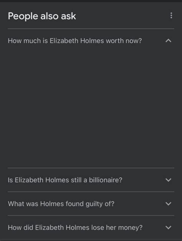 How much is Elizabeth Holmes worth now?