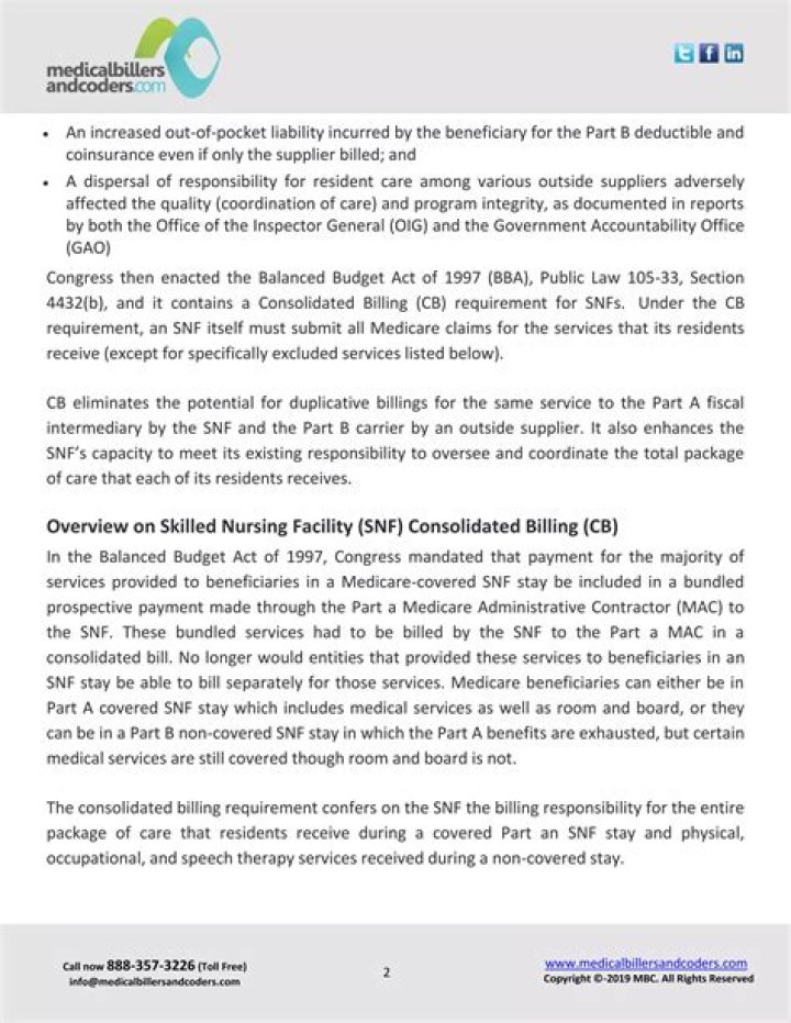 Is chemotherapy included in consolidated billing