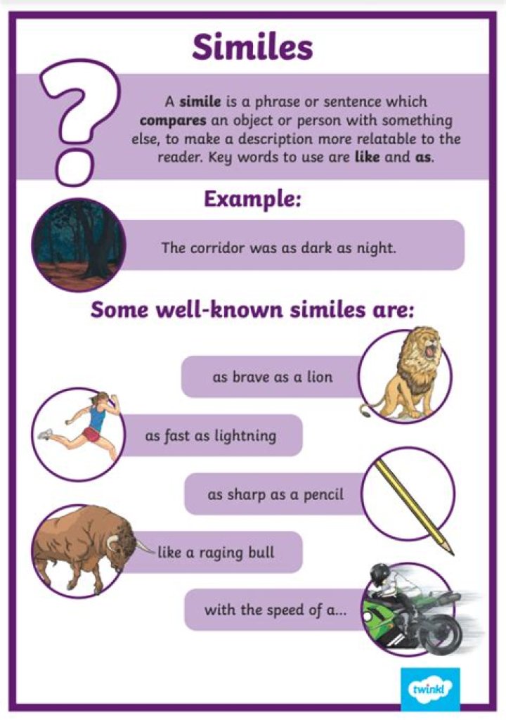What are 4 examples of simile?