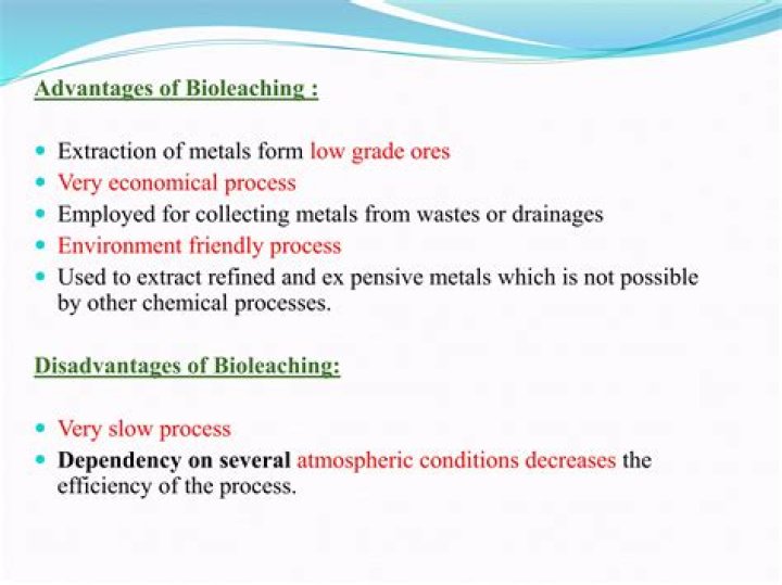 What are the advantages and disadvantages of bioleaching?