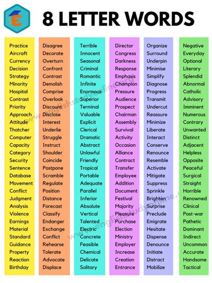 What are words that have 8 letters?