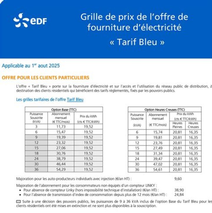 What is tarif bleu EDF?