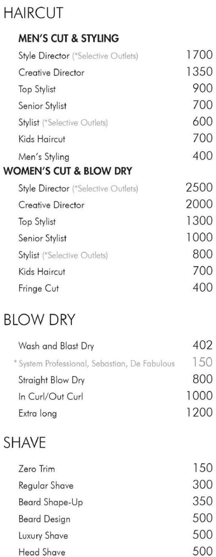 What is the cost of haircut in Hyderabad?