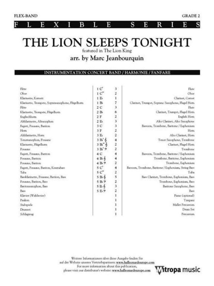 What key is The Lion Sleeps Tonight in?