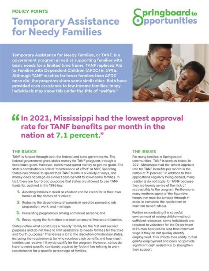 Who benefits from Temporary Assistance for Needy Families?